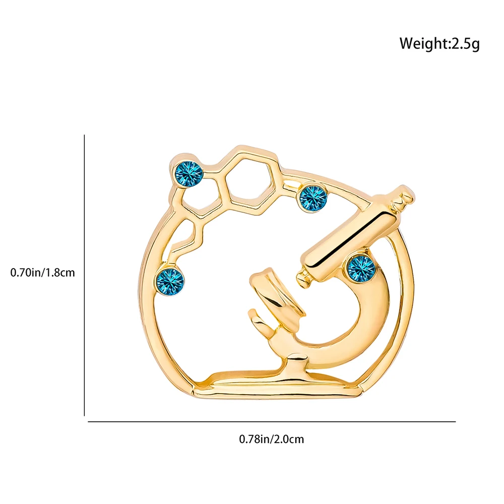 Hanreshe Inlaid Crystal Microscope Brooch Pin Science Lab Jewelry Accessories for Scientist Biologist Lapel Badge Gifts