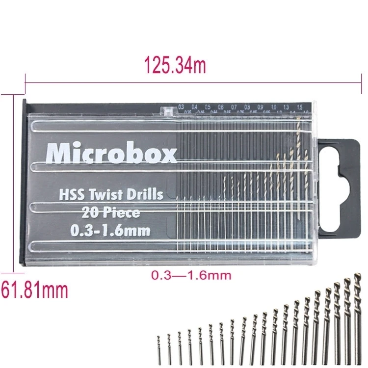 20Pcs Drill Bits For Precision Crafts Jewellery Watch Repair Model Making Hobby Work Electronics 0.3mm-1.6mm Mini HSS Spiral Dri