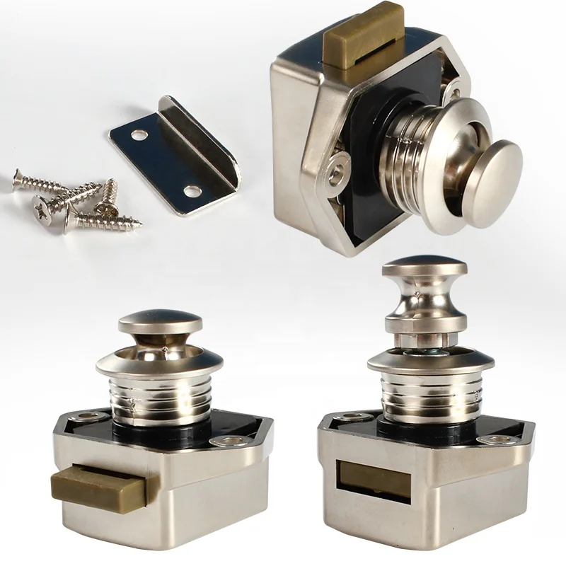 2pcs/box Factory Price Modern Style Cut-out Size 20mm 2pcs/box Mini Latch Cabinet Lock Push Lock for Boat Motorhome Caravan RV