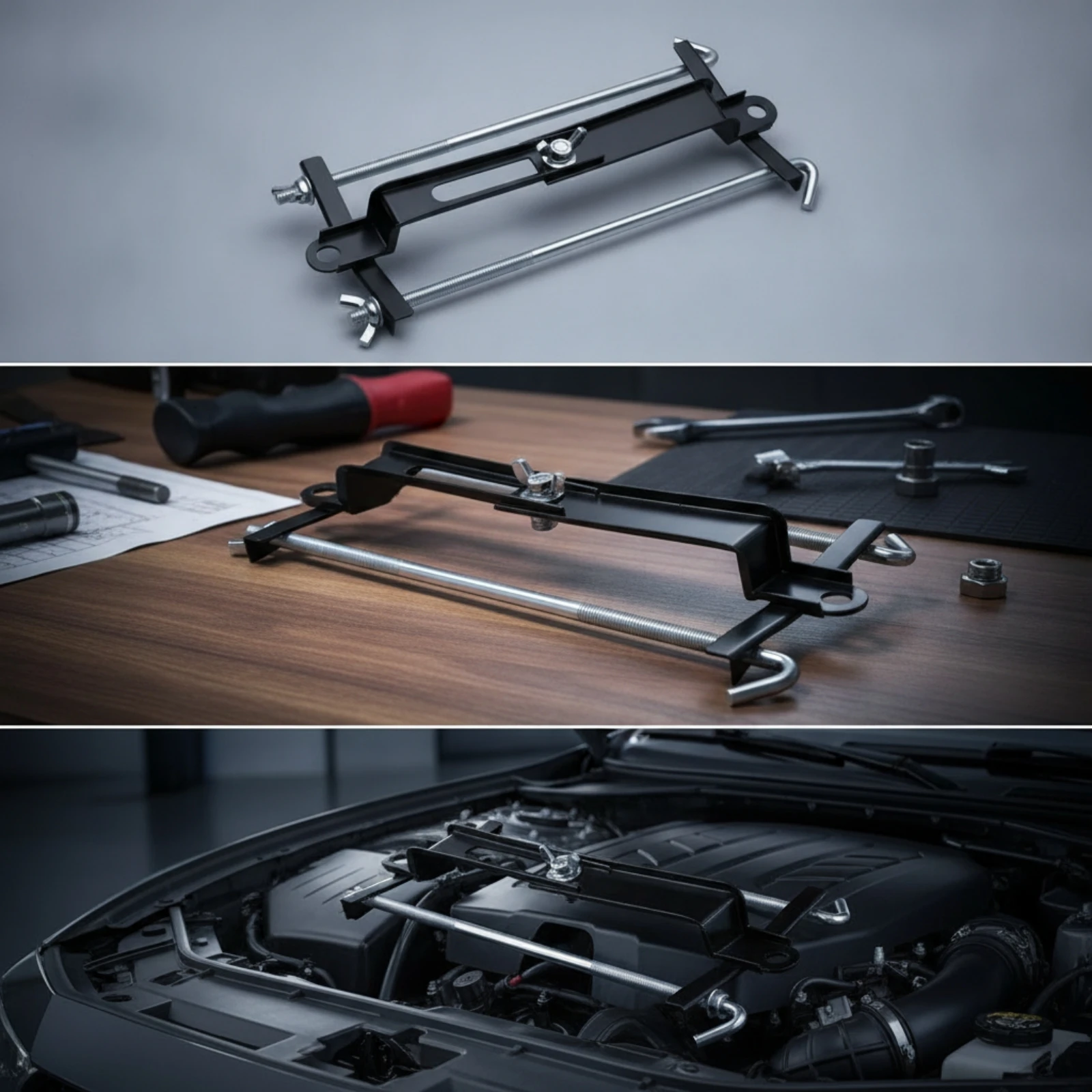 Battery Hold-down Bracket Anti-Vibration Battery Bracket with Wing-Nuts Hardware Safeguarding Universal for Mechanics