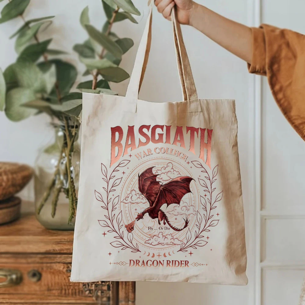 Bookish Fantasy Book quarta ala Tote Bags Riders Basgiath War College Ladies Shopping HandBags Vintage Dragon Rider Book Lovers