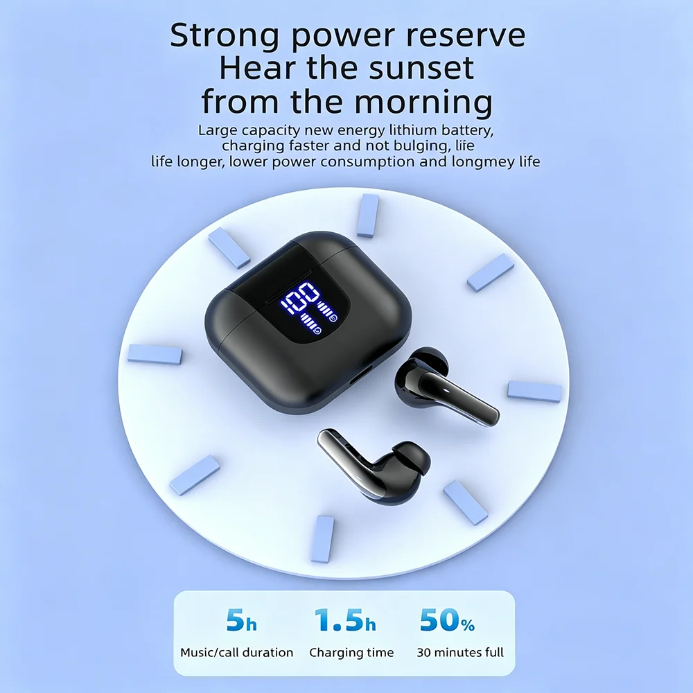 KEBIDUMEI Bluetooth 5.4 Earphones Wireless Headphones HiFi Stereo Noise Reduction In-ear Earbuds Digital Display Gaming Headsets