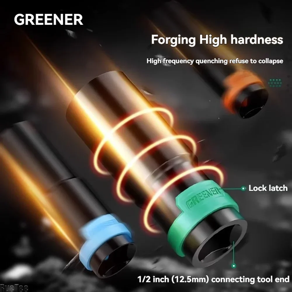 

10 шт., Радужная головка, удлиненная воздушная пушка, электрический ключ, торцевая головка, удлиненный ключ с храповым механизмом