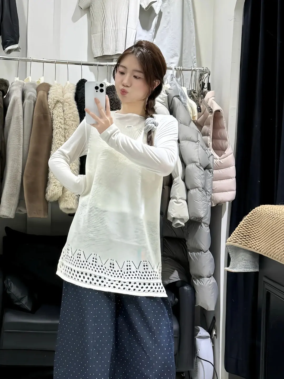 Korean Style Lace Trim Hollow out Sleeveless Vest Women's Summer Outerwear Thai Holiday Style Layering Mid-Length Top