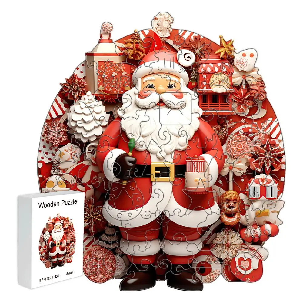 Santa Claus Model Wooden Puzzle Beautiful A3 A4 A5 3D model wooden decoration holiday gift family interactive puzzle decompressi