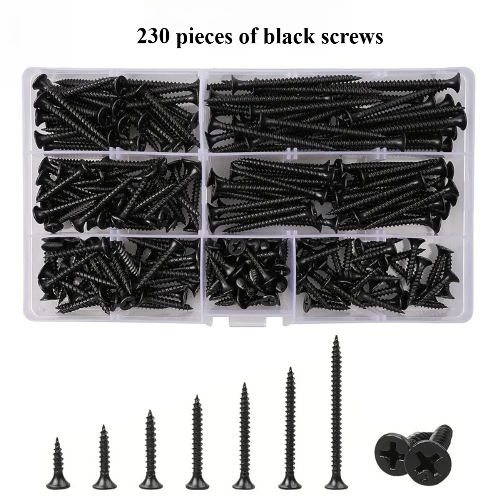 230pcs Countersunk Head 50mm Screw M3.5 Cross Countersunk Head Wall Screws Woodworking Screws Carbon Steel Self-tapping Screws
