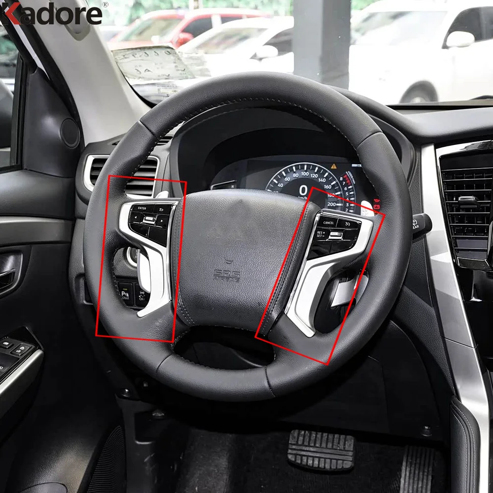 For Mitsubishi Pajero/Montero/Shogun sport 2019-2023 2024 2025 Carbon Fiber Car Steering Wheel Cover Trim Interior Accessories