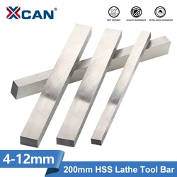 XCAN 200mm CNC Lathe Tool Cutter Bar 4 5 6 8 10 12mm High Speed Steel Turning Tool Square Bar CNC Machining Tool Milling Cutter