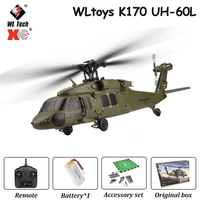 Wltoys K170 UH-60L 2.4G 4CH 6-Axis Gyro Brushless Motor Military Green RC Helicopter RTF And XK K170