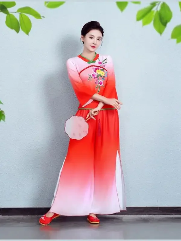 Classical Dance Yangko Performance Costume Fan Folk Dance Costume Waist Drum Suit Chinese Style Hanfu Yangko Stage Clothing