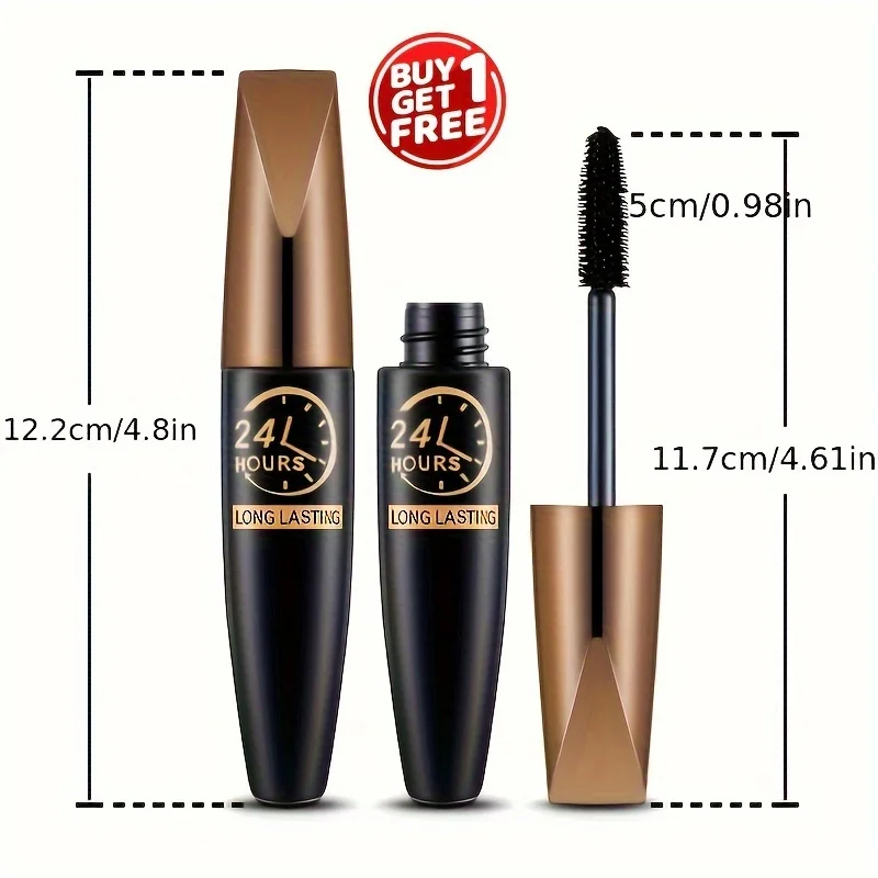 Mascara imperméable 5D, longue durée, en Fiber imperméable, achetez-en 1, obtenez-en 1, maquillage essentiel gratuit, 2 pièces/ensemble |   Formule noire