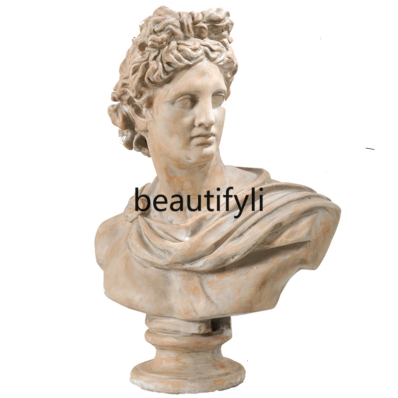 

European Nordic retro resin Apollo head sculpture living room entrance home decoration