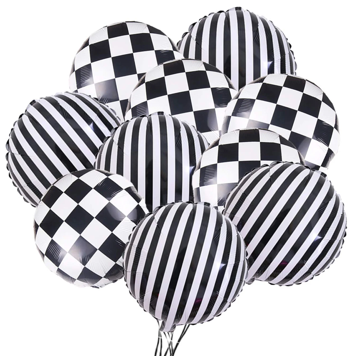 

10Pcs Checkered Racing Car Birthday Party Baby Shower Balloons Race Dirt Bike Motocross Decorations Supplies Black White