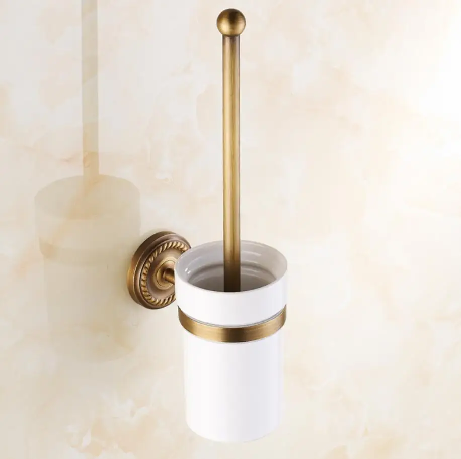 Blue & White Porcelain Bathroom Accessories Brass Gold Toilet Brush Holder,Bathroom Products Construction