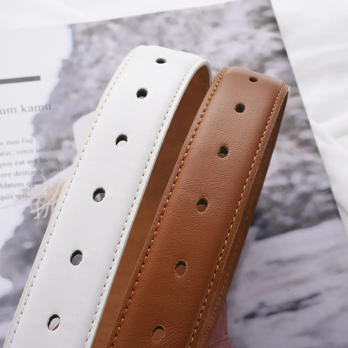 Neuer Damengürtel Trend Gold Nadelschnalle Gürtel PU-Ledergürtel Authentischer passender Jeans Günstiger Gürtel – Detail 8
