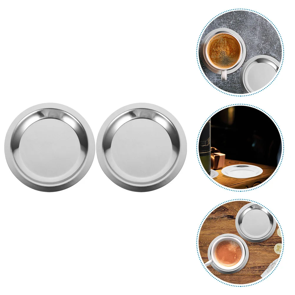 

2 Pcs Stainless Steel Round Bottle Coasters Heat Insulation Anti Skid Table Elegant Simple Lines Perfect