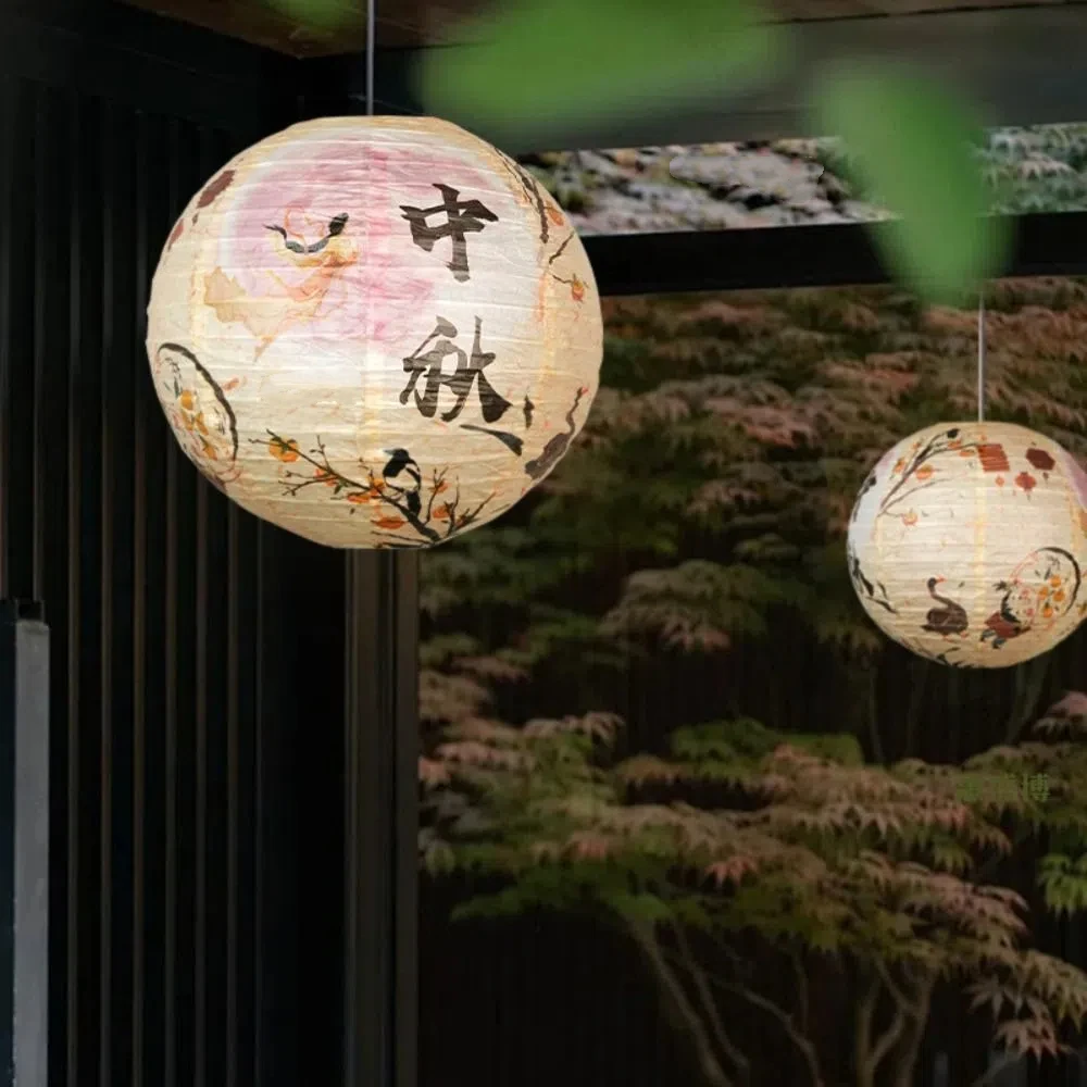 

Traditional 3D Mid-Autumn Festival Lantern Round Flower Lamp Paper Mid Autumn Lantern Handmade PP DIY Lantern Material Kit Gift