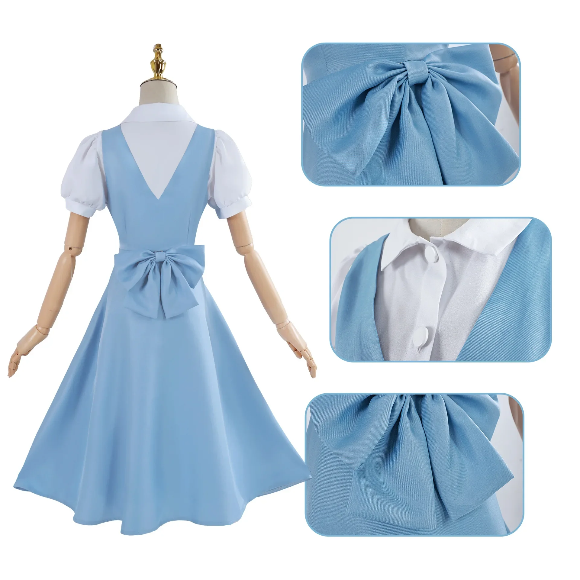 زي دي كوسبلاي أنيمي رانما أكاني T/h pour Femme Adulte، Belle Robe Bleue، Uniforme de Jeu en Plis، Tenue de ixd'Halloween I