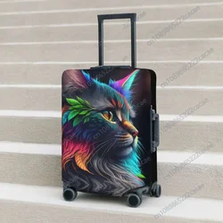 Cute Cat Head Suitcase Cover Holiday abstract animal Elastic Luggage Case Travel Protector