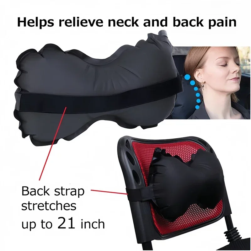 Portable Inflatable Lumbar Support Pillow for Office Chair Car Airplane,Travel Pillow for Neck & Back Support Lumbar Fatigue
