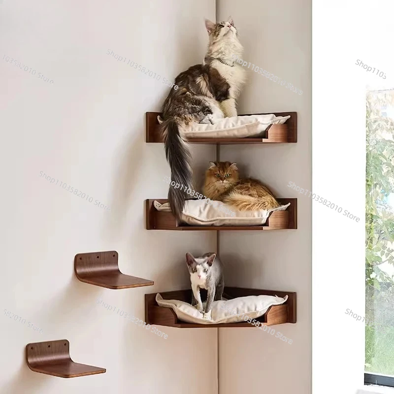 Space-Saving Wall-Mounted Cat Climbing Frame - All-in-One Condo, Perch & Nest for Kittens