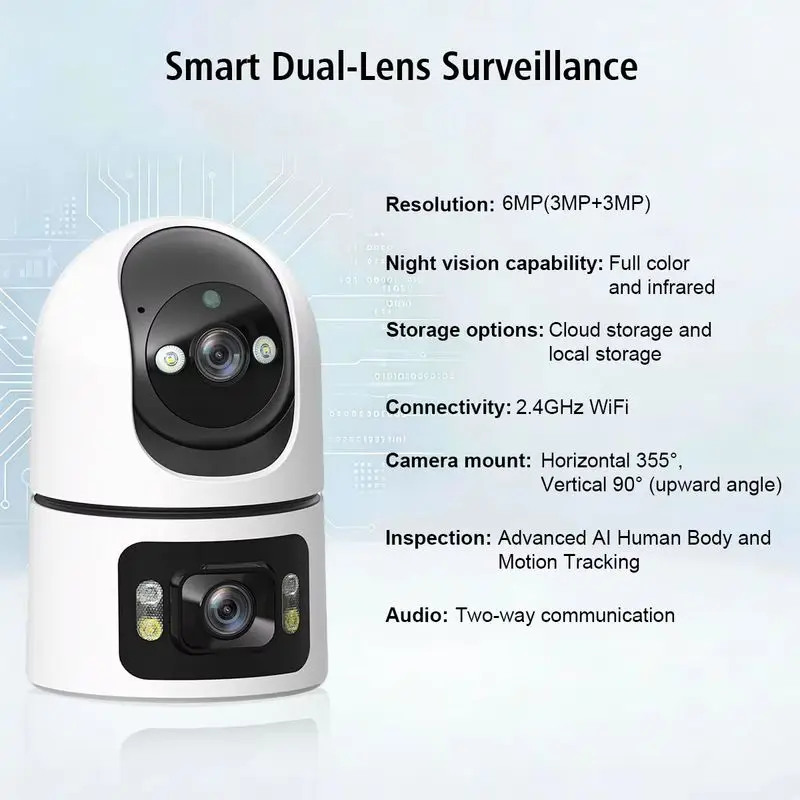 New Cm15 Binocular Shaking Head Camera 4mp High-Definition Night Vision Dual Screen Wifi Security Protection Monitoring Camera