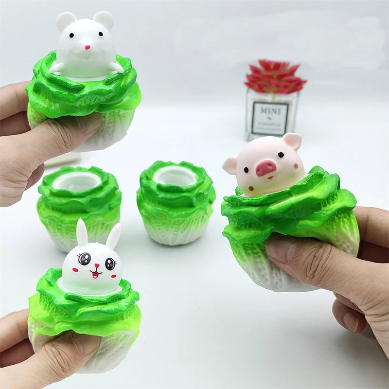 Animals Stress Balls Slow Rebound Fidget Toys Cabbage Rabbit Mouse Pig Pinched Sensory Toys Birthday Party Favors Kids