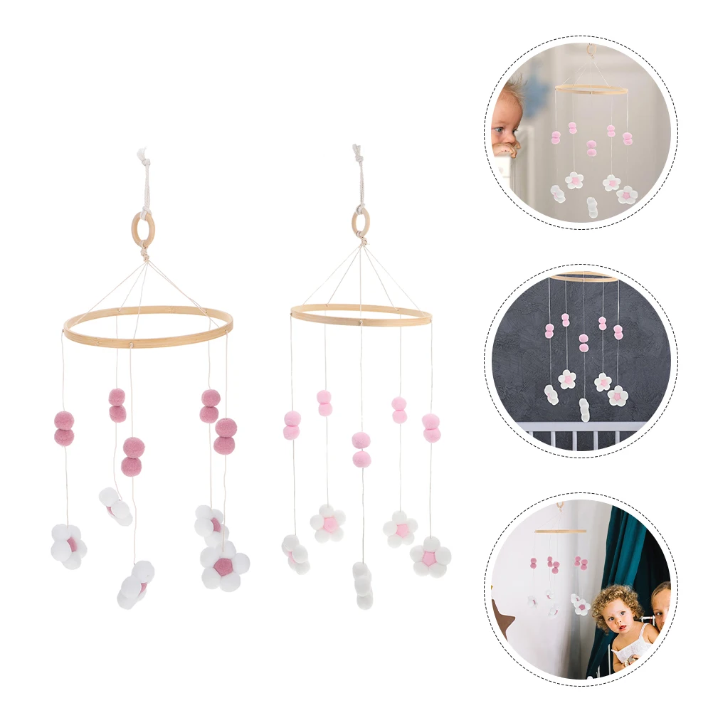 

2Pcs Baby Nursery Crib Mobile Boho Nordic Flower Handmade Hanging Decoration Crib Toys Nursery Mobiles
