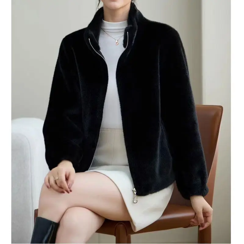 High End Slimming Short Jacket for Spring and Autumn Warm Sweet Casual Fashion and Stylish Versatile Cardigan Stand Jackets