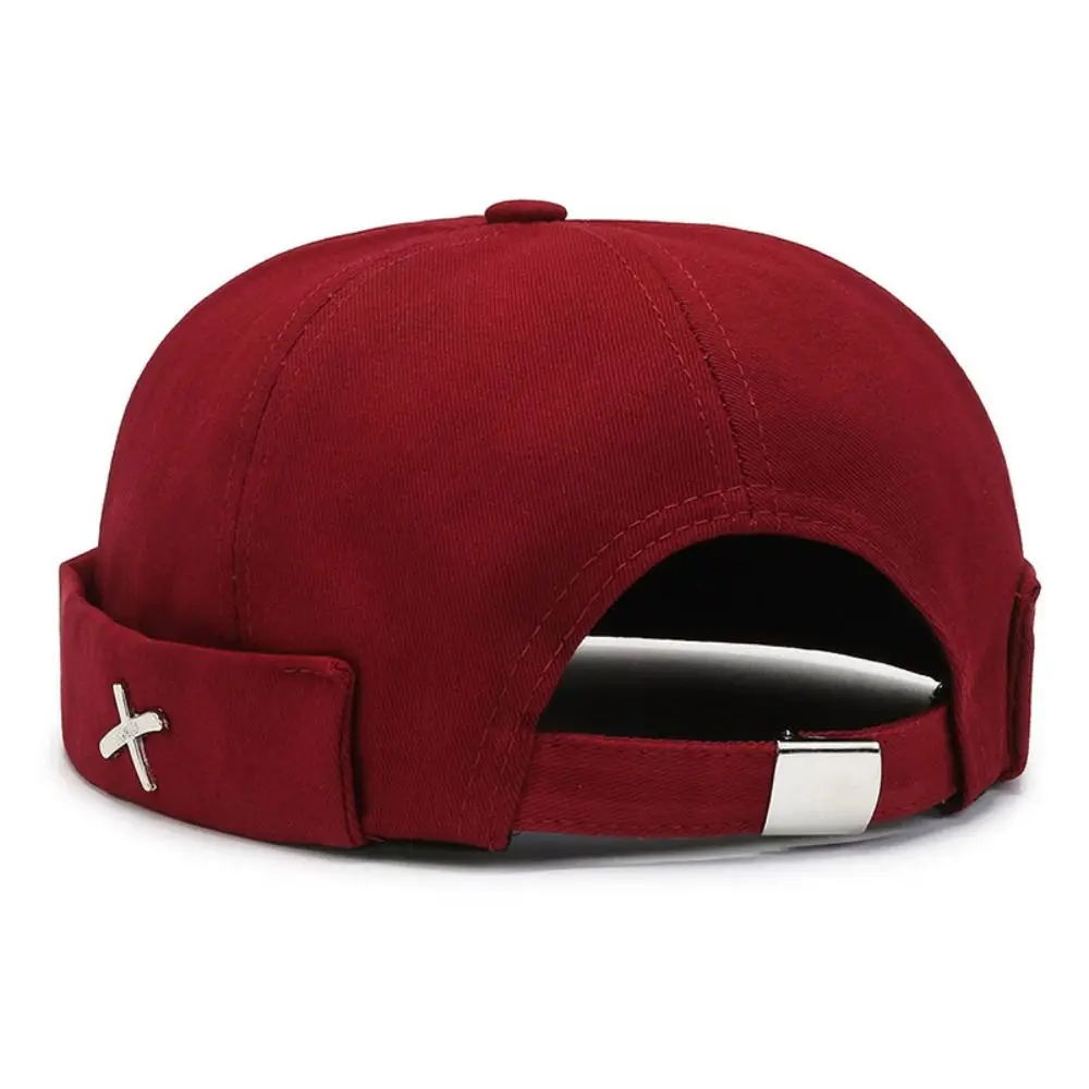 Fashion Vintage Dome Melon Cap Metal X Logo Polyester Brimless Skullies Cap Hip Hop Retro Casual Melon Caps Unisex