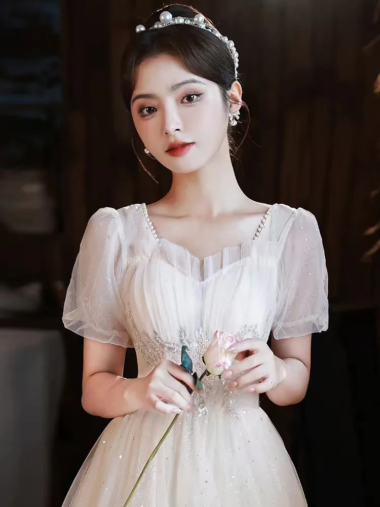 

Элегантное длинное платье для женщин, костюм для выступлений с коротким рукавом для студентов-певцов и пианистов, для девушек 18 лет и старше.