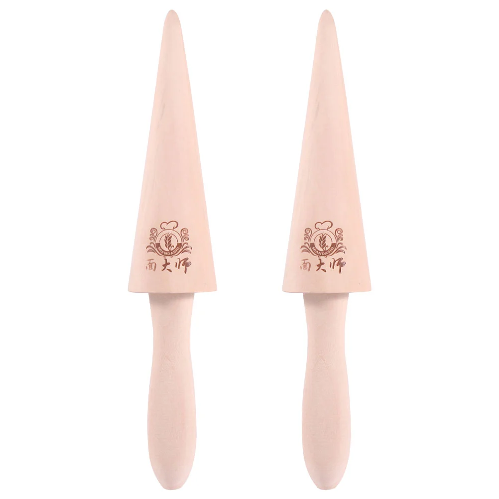 

2 Pcs Cone Mold Creami Ice Roller Wood DIY Egg Maker Making Waffle Cones for Home