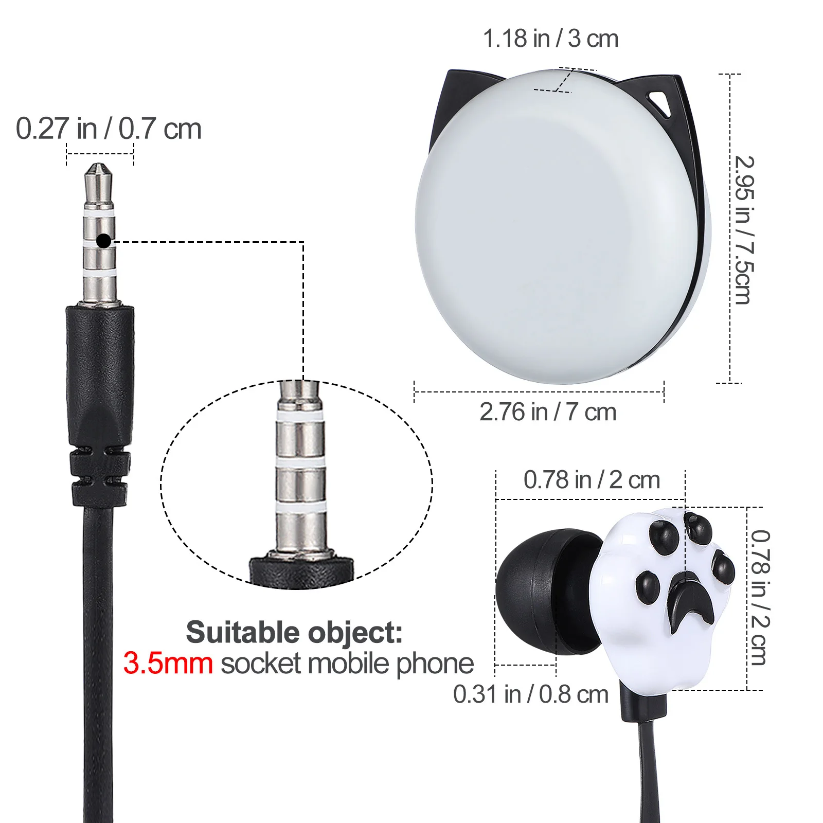Креативные черные мультяшные наушники с когтями котенка, удобные и прочные наушники с мультяшным ящиком для хранения