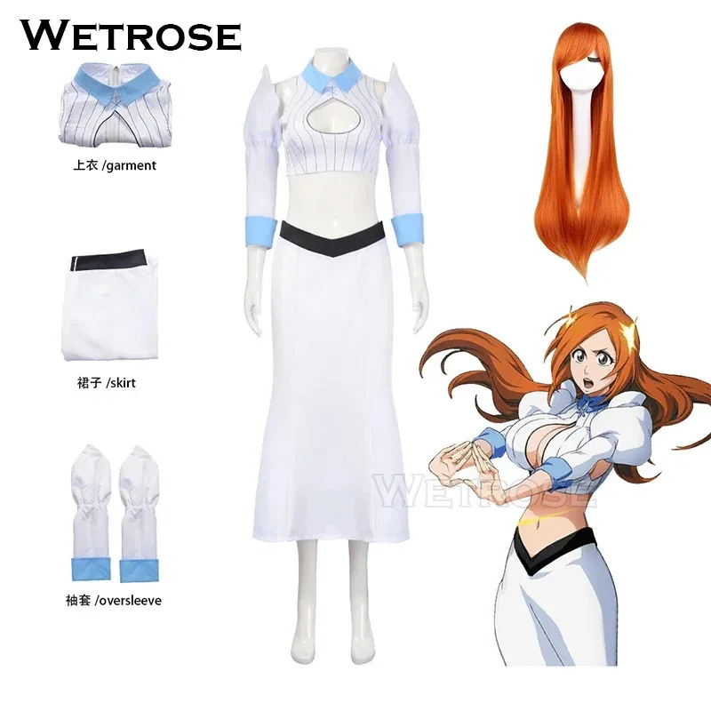 

【Wetrose】In Stock Inoue Orihime Cosplay Costume White Dress Thousand-year Blood war New Season 3 Full Set Wig Halloween Xmas