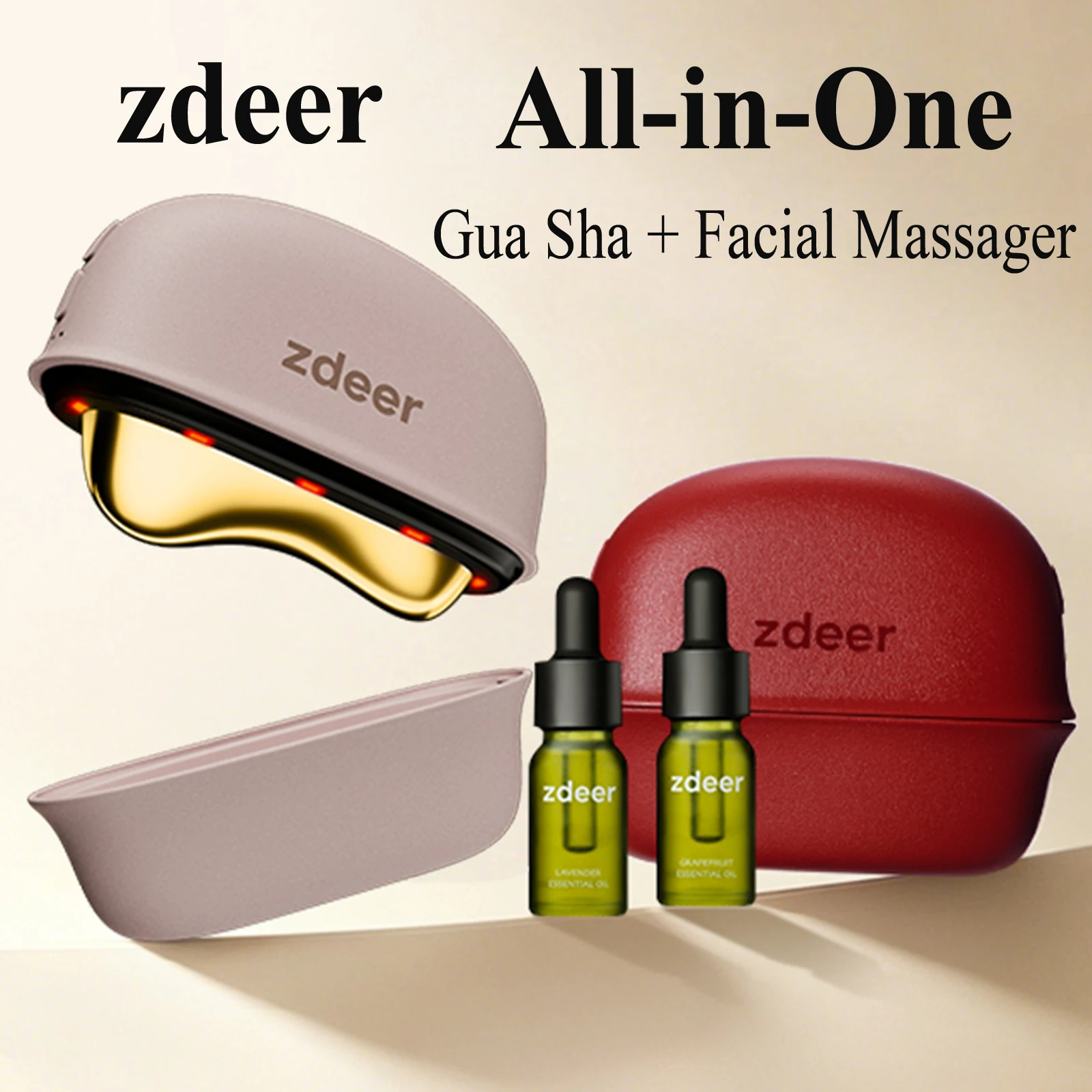 ZDEER GS5 LED Red Light Vibrating Gua Sha Massager for Facia