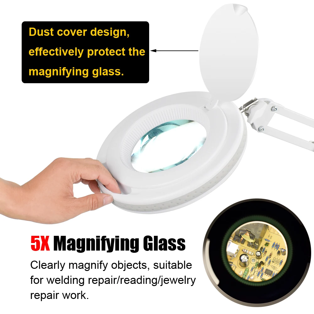 Newacalox Tafellamp Usb 5X Vergrootglas Afstandsbediening Led Vergrootglas Licht Voor Lezen Ambachten Hobby Diy Lassen Derde Hand
