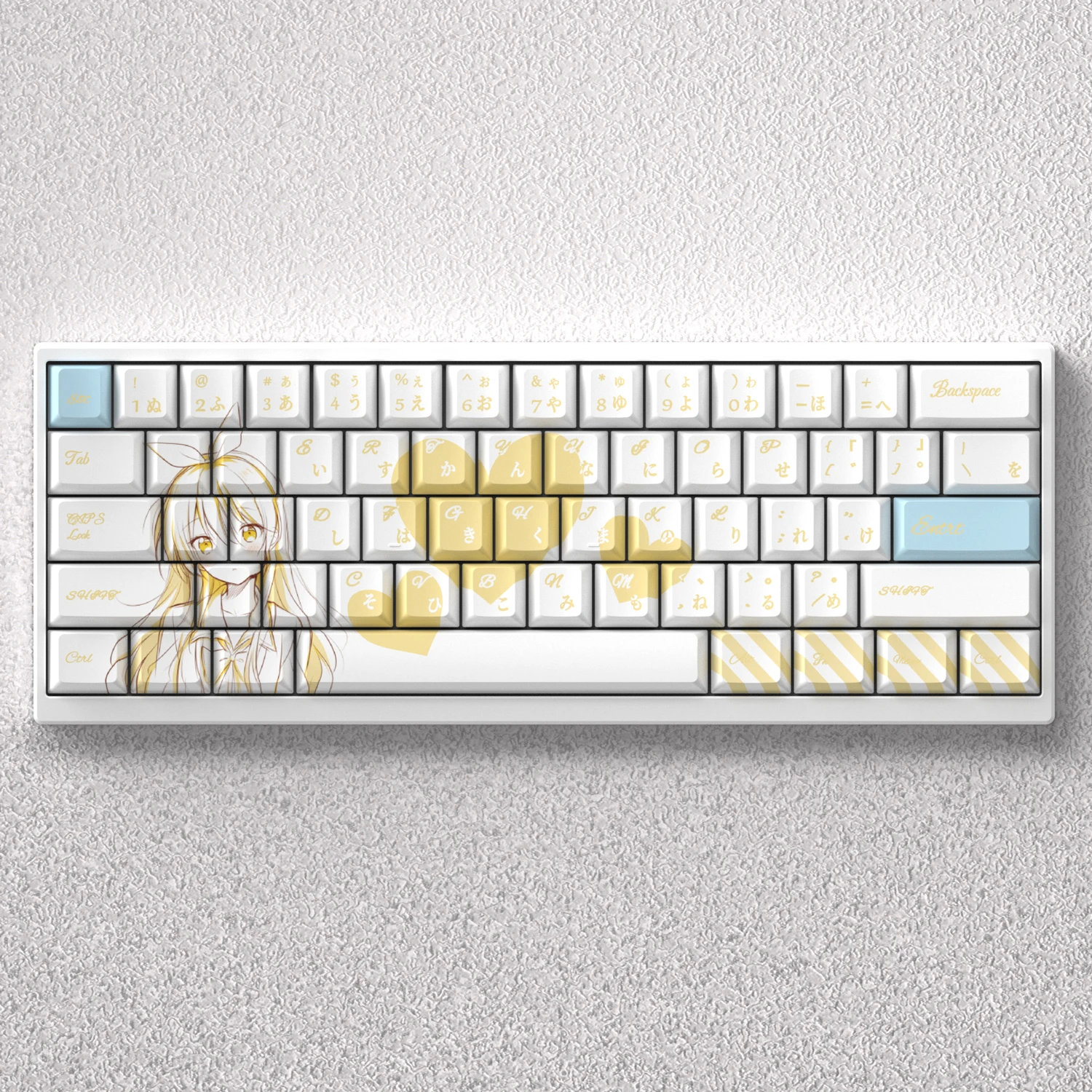 

PBT Keycaps Chitoge Kirisaki Comic 73 Keys Dye Sub Cherry Height Blue Anime for 60% 65% 68% Mechanical Keyboard GK61