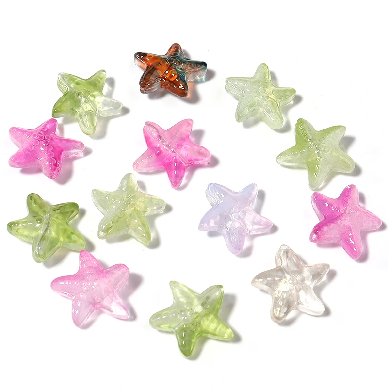 50pcs/lot Lampwork Starfish Beads Mixed Glass Beads Spacer Beads For Jewelry Making DIY Necklace Bracelet Accessories Wholesale