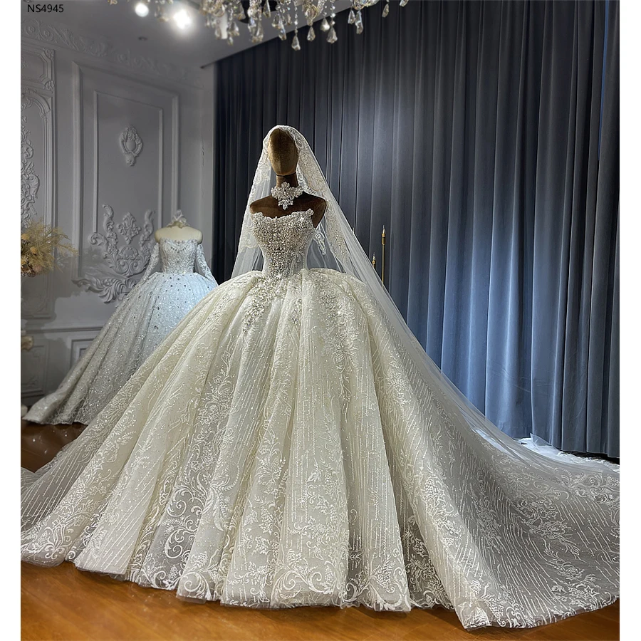 Is the NS4945 Strapless Champagne Wedding Dress the Perfect Blend of Luxury  Lace and Modern Elegance