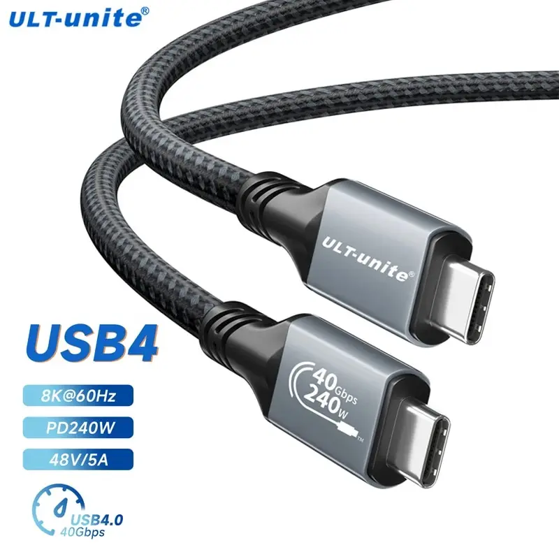 Cavo USB4 da 240 W Tipo C Cavo di ricarica rapido Trasferimento dati 40 Gbps 8K60 Hz per laptop Thunderbolt 3/4 iPhone 15 Pro Max SSD