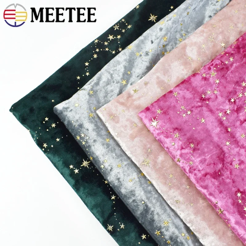 Meetee 45*145cmm 90X145cm Polyester Spandex Clothes Fabric for Garment Dress Fabrics DIY Elastic Velvet Cloth Sewing Accessory