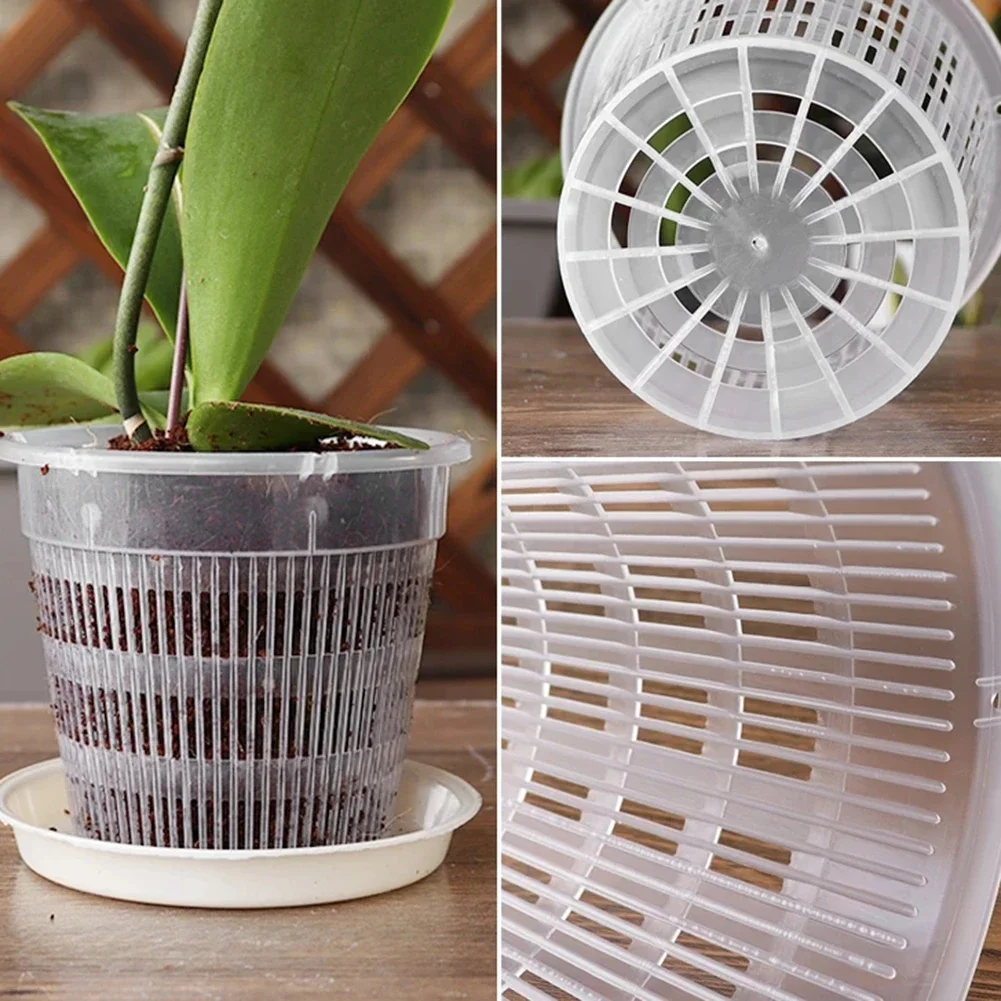 2PCS High-quality Clear Plastic Flower Pots Root-Controlled Orchid Planting Pot With Stomata Plastic Flower Pot Flower Pot Stand