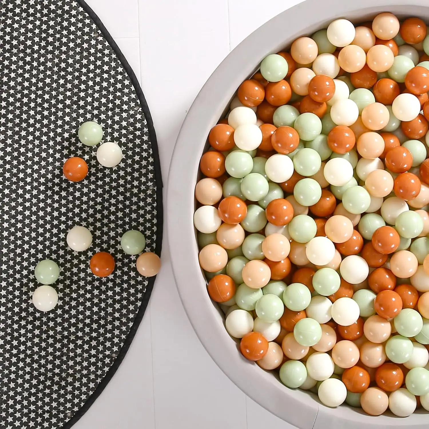 Cream Ball Pit Balls 100 Balls, 2.2 Inch Ball Pool Balls for Baby Fun Toys, Different Shaped for Toddler Ball Pit, Boys Girl Kid