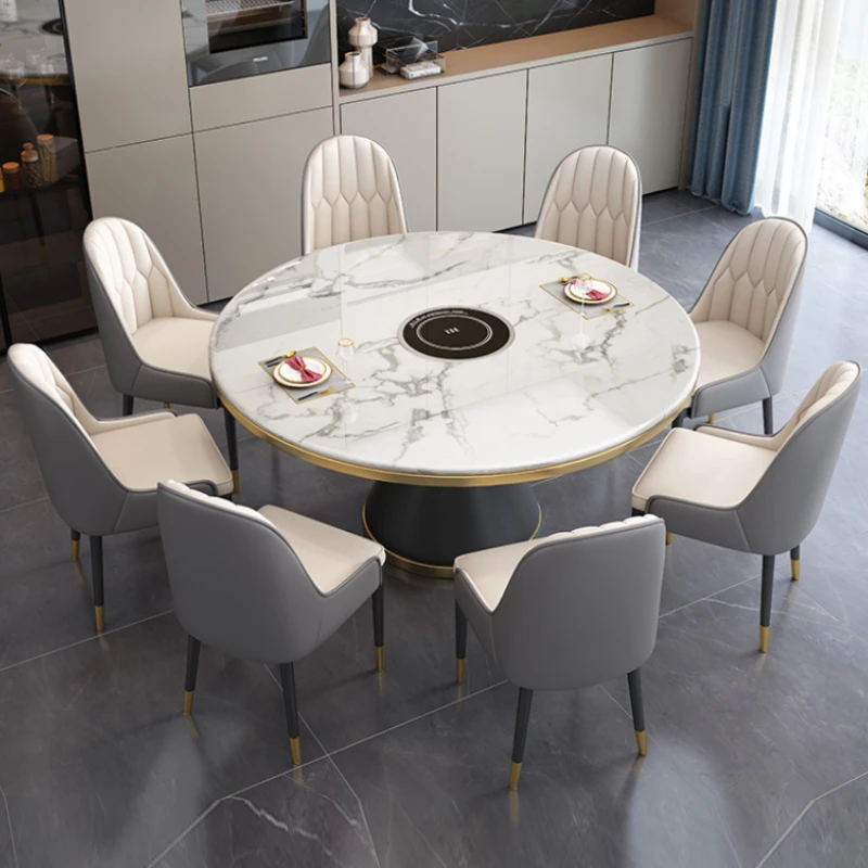 

Light Luxury Dining Table Modern Nordic White Designer Kitchen Dining Table Sets Round Marble Muebles De Cocina Home Furniture