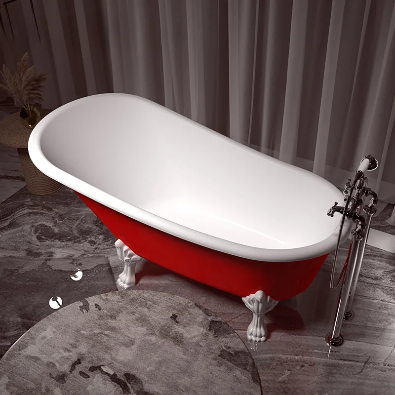 

Household bathtub integrated forming independent adult bathtub Household red matte princess tank