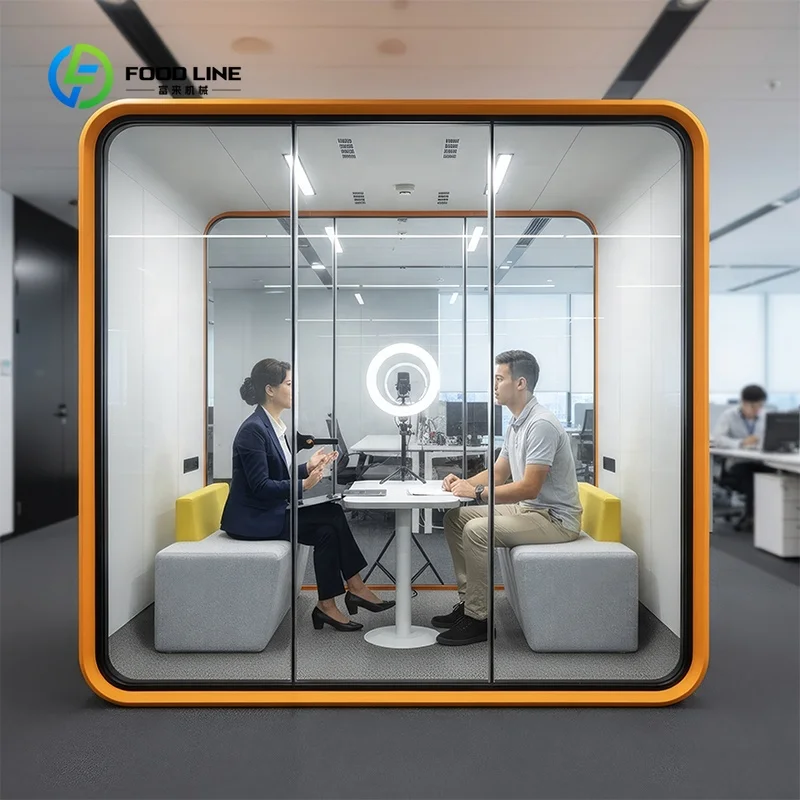 Customized Privacy Movable Large Meeting Room Indoor Modular Acoustic Booth Soundproof Office Phone Booth for 4 Person