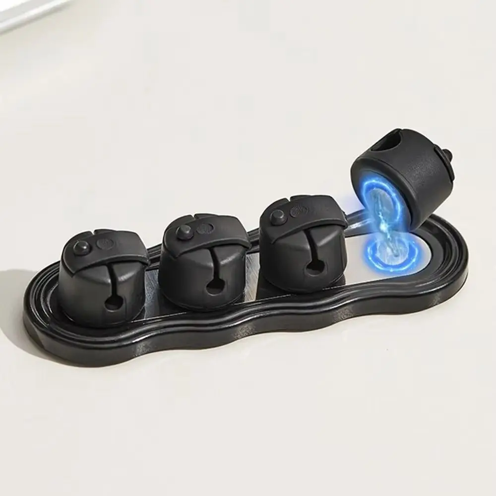 Self-Adhesive Multi Cord Holder Reserved Wire Slots Built-in Magnet Wire Management Clips Solid Smooth Plastic Slim Lightweight