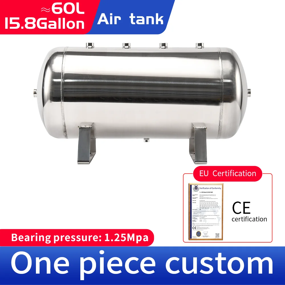 60L 304 Stainless Steel Horizontal Air Compression Tank Vacuum Buffer Air Storage Suitable for Beauty Instruments