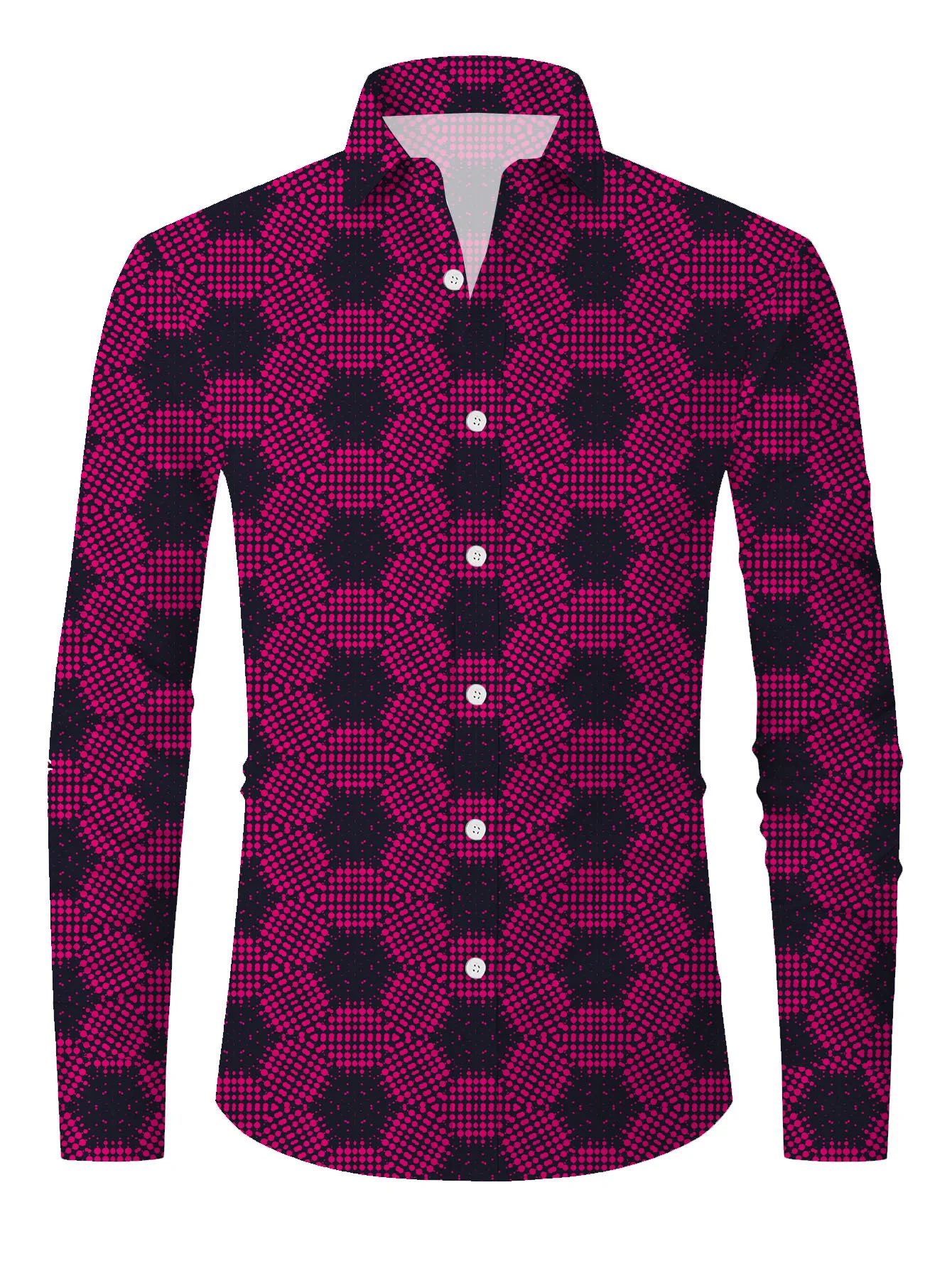 New Men's Shirt 3D Simple Line Print Clothes Fashion Button Lapel Street Trend Men's Hawaiian Long Sleeve Shirt，