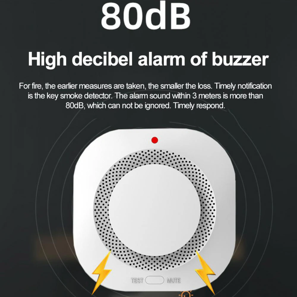 Tuya Smart Zigbee/Wifi Smoke Detector Smart Fire Fire Protection Home Security Alarm Sound Light Alarm APP Control